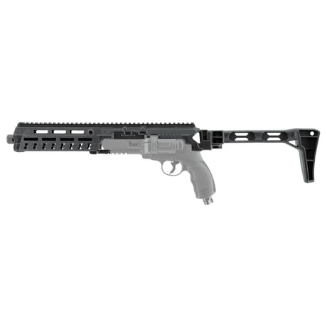 id-paintball T4E Carbine Conversion Kit aus schwarzem Polymer mit klappbarer Schulterstütze und Picatinny-Schiene