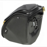 id-paintball HK Army Carbon Exo Goggle Case HSTL in Schwarz mit robuster Schale, Tragegriff und goldenen Reißverschlüssen