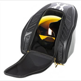 id-paintball HK Army Carbon Exo HSTL Maskentasche in Schwarz mit goldfarbenen Reißverschlüssen und Paintball-Maske