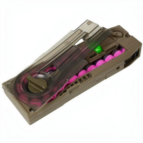 id-paintball Planet Eclipse CF20 Magazin in Earth Braun mit transparenter Wartungsplatte und sichtbarem Follower