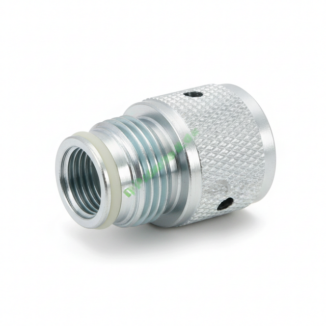id-paintball CO2 Tank Adapter für 88g Kapseln aus silbernem Metall mit gerändelter Oberfläche