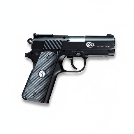 id-paintball Colt Defender CO2-Pistole in Schwarz mit Metallgehäuse, 4,5 mm Kaliber und strukturierter Griffschale