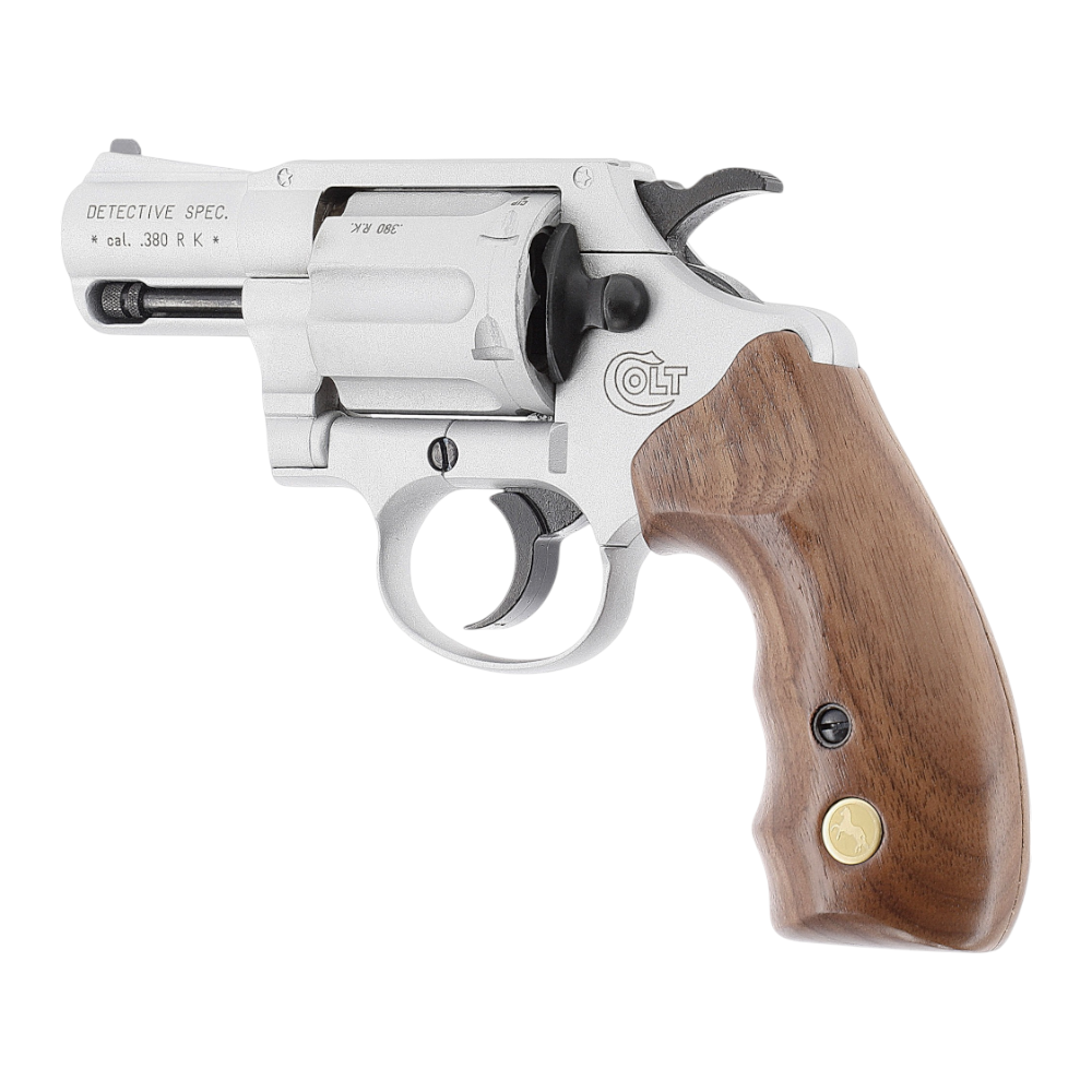 id-paintball Colt Detective Special Schreckschussrevolver in Nickel mit Holzgriffschalen und 6-Schuss-Trommel