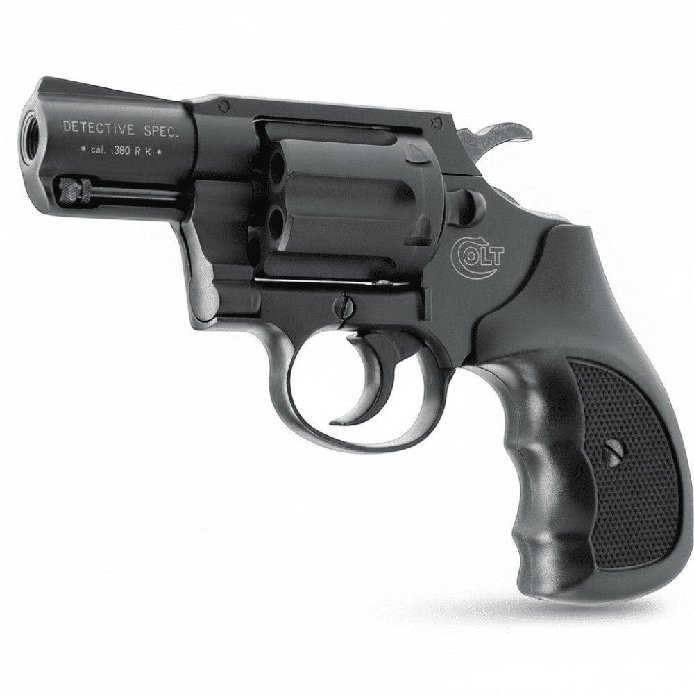 id-paintball Colt Detective Special 9mm R.K. Revolver in Schwarz mit ergonomischen Combat-Griffschalen und 6-Schuss-Trommel