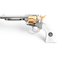 id-paintball Colt SAA Smoke Wagon CO2-Revolver in poliertem Chrom mit Gold-Akzenten und elfenbeinfarbenen Griffschalen