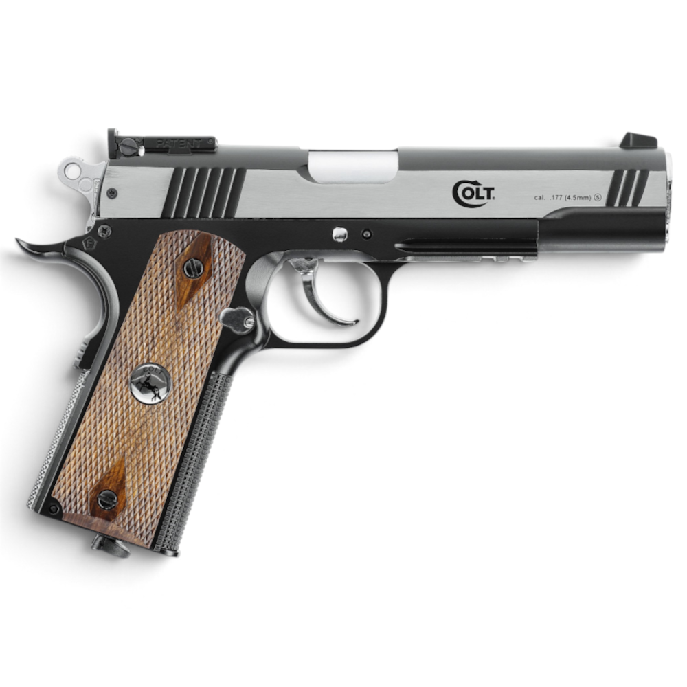 id-paintball Colt Special Combat Classic CO2-Pistole im 1911-Design mit Metallschlitten und Holzoptik-Griffschalen