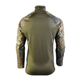 id-paintball Feldhemd Combat Shirt in Flecktarn mit olivgrünem Rumpf, Rückansicht des taktischen Langarmshirts