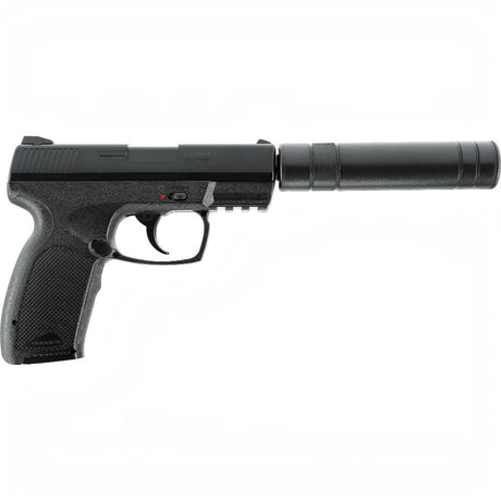 id-paintball Combat Zone COP SK CO2 Airsoftpistole in Schwarz mit abnehmbarer Schalldämpfer-Attrappe und Picatinny-Schiene