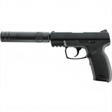 id-paintball Combat Zone COP SK CO2 Airsoftpistole in Schwarz mit abnehmbarer Schalldämpfer-Attrappe und Picatinny-Schiene