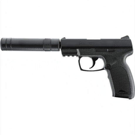 id-paintball Combat Zone COP SK CO2 Airsoftpistole in Schwarz mit abnehmbarer Schalldämpfer-Attrappe und Picatinny-Schiene