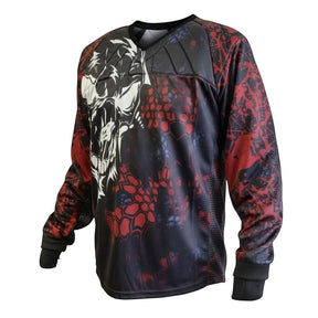 id-paintball Custom Jersey Angry Skull in Rot und Schwarz mit Polsterung, Handschlaufen und atmungsaktivem Material