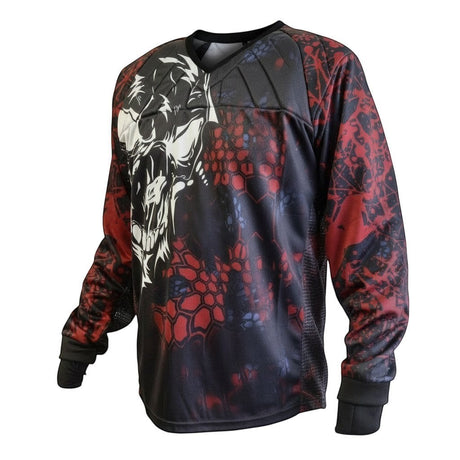 id-paintball Custom Jersey Angry Skull in Rot und Schwarz mit Polsterung, Handschlaufen und atmungsaktivem Material