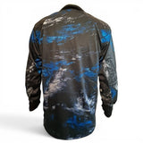 id-paintball Custom Jersey Blue Wish Rückansicht mit blau-grauem Muster, Polsterungen und integrierten Handschlaufen