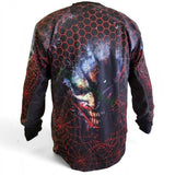 id-paintball Custom Jersey Fear Smile in Rot und Schwarz mit Spinnennetz- und Wabenmuster auf der Rückseite