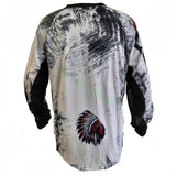 id-paintball Custom Jersey Indian Paintball in Weiß mit detailliertem Motivdruck und gepolsterten Ärmeln, Rückansicht
