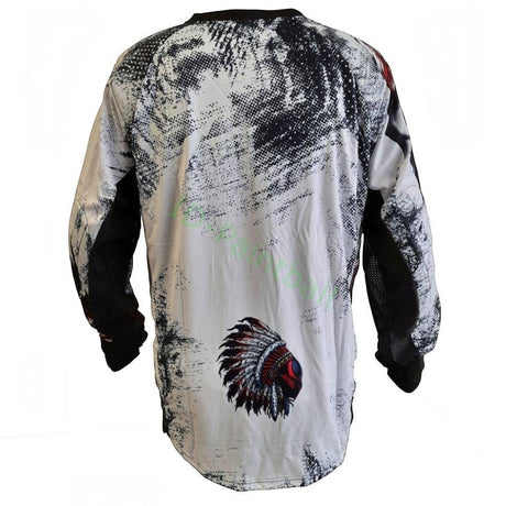 id-paintball Custom Jersey Indian Paintball in Weiß mit detailliertem Motivdruck und gepolsterten Ärmeln, Rückansicht