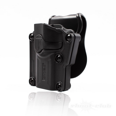 id-paintball Cytac Mega-Fit Universalholster aus schwarzem Polymer für Linkshänder mit verstellbaren Schrauben
