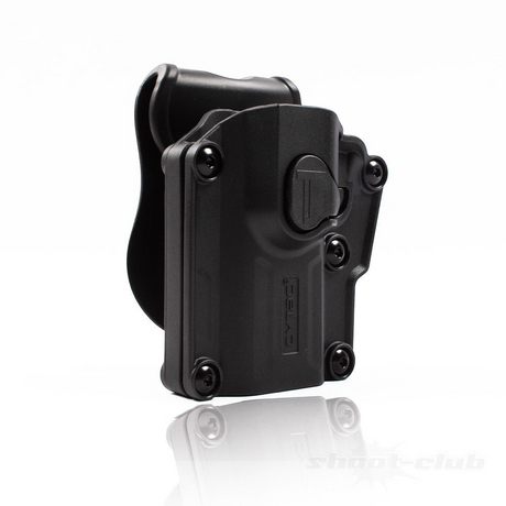 id-paintball Cytac Mega-Fit Universalholster aus schwarzem Polymer für Linkshänder, geeignet für T4E HDP Pistolen.