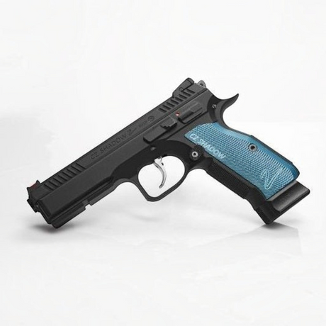 id-paintball ASG CZ Shadow 2 CO2 Airsoft Pistole in Schwarz mit markanten blauen Aluminium-Griffschalen
