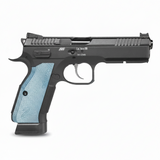 id-paintball ASG CZ Shadow 2 CO2 Airsoft Pistole in Schwarz mit markanten hellblauen Aluminium-Griffschalen