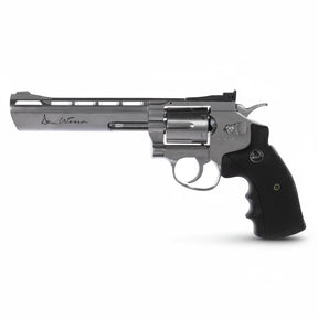 id-paintball Dan Wesson 6 Zoll CO2 Revolver in Silber aus Vollmetall mit schwarzem Griff und 6-Zoll-Lauf