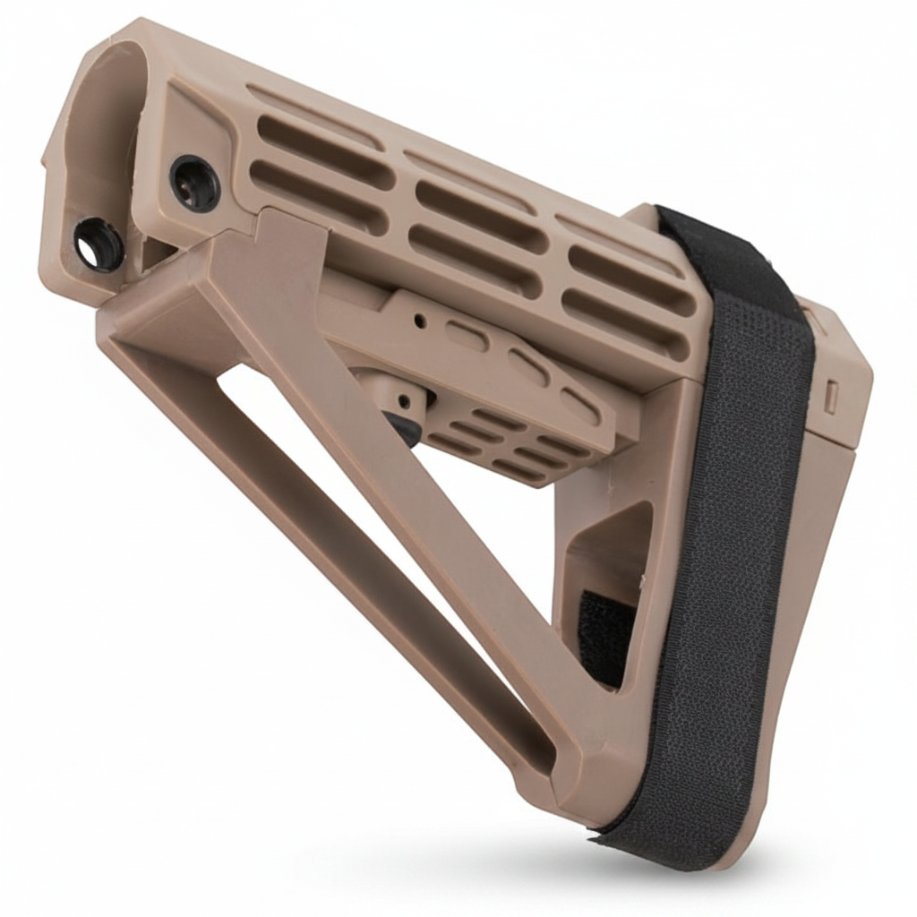 id-paintball DELTA SIX MU Schulterstützen-Cover in Tan aus stoßfestem Kunststoff mit verstellbarem Klettband