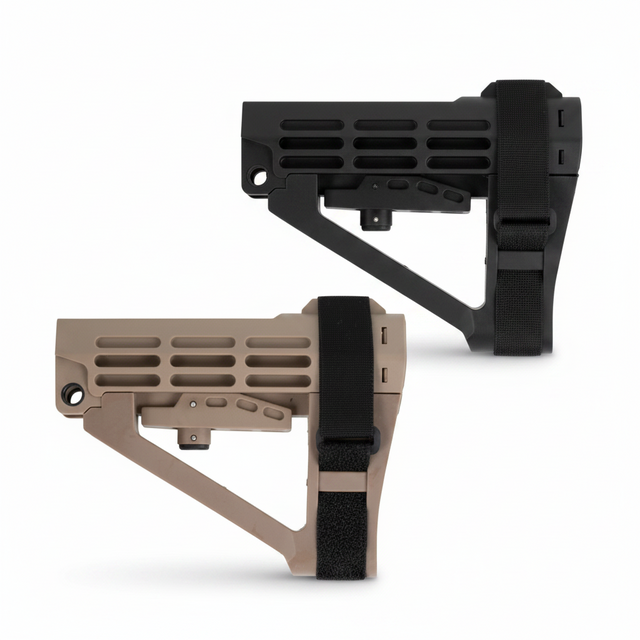 id-paintball DELTA SIX MU Schulterstützen-Cover in Schwarz und Tan aus stoßfestem Kunststoff mit Klettband