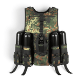 id-paintball Delta Six Paintball Tactical Weste 6+1 in Flecktarn Camo mit Pod-Haltern und Flaschentasche