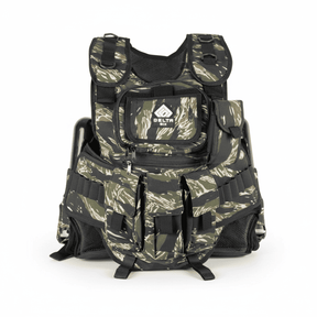 id-paintball Delta Six Tactical Weste in Tiger Stripe Camo mit Klett-Taschen für Paintball-Zubehör und Speedloader