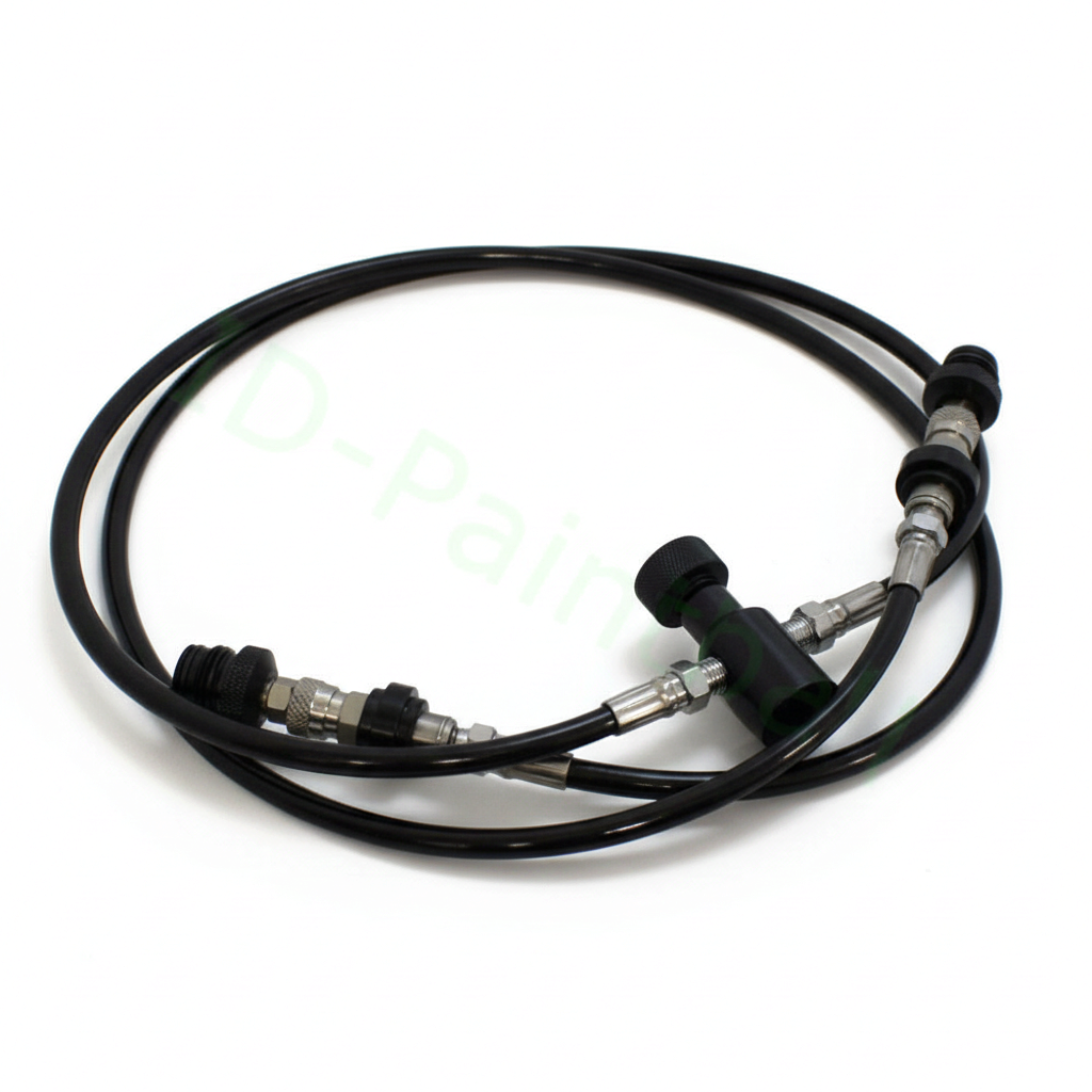 id-paintball 136cm Doppel Remote Mamba System mit zwei Bleedern und ASA Schnellverschluss für Paintball Markierer