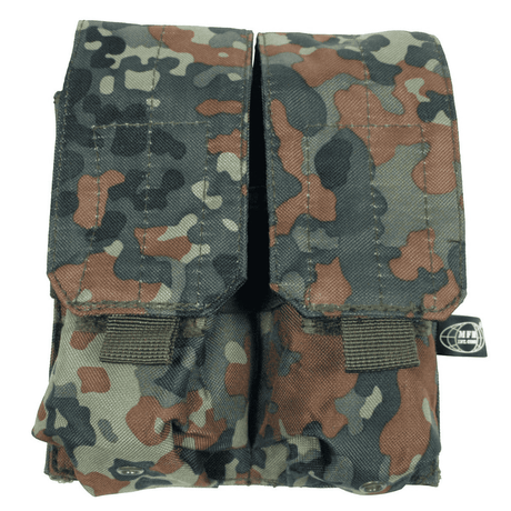 id-paintball doppelte Magazintasche im Flecktarn-Design mit MOLLE-System aus robustem Polyester für Softair-Magazine