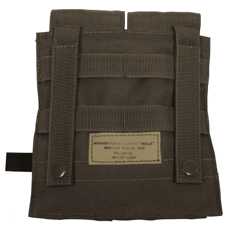 id-paintball doppelte Magazintasche in Oliv aus robustem Polyester mit MOLLE-System zur Befestigung an Ausrüstung