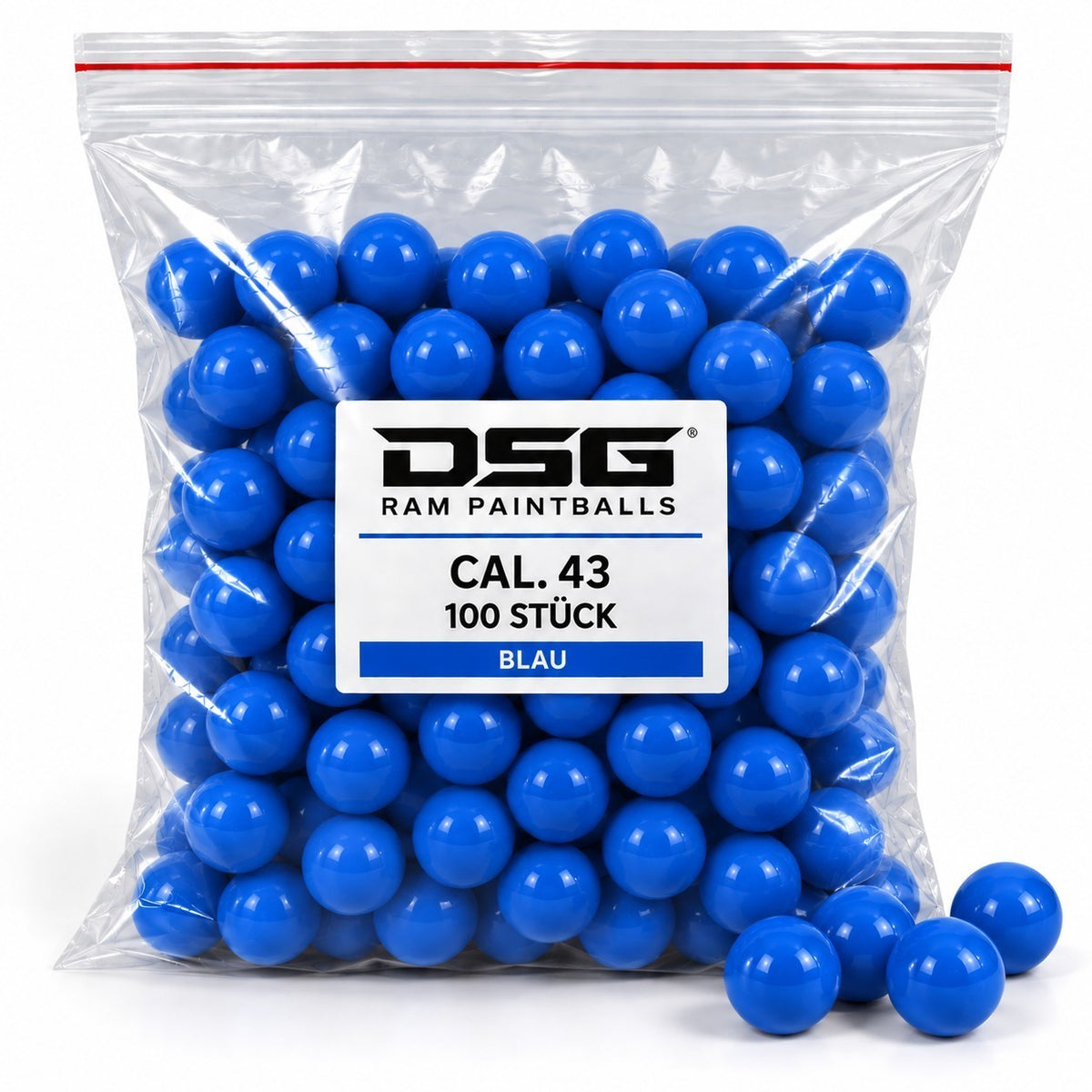 id-paintball DSG RAM Paintballs im Kaliber .43, 100 Stück in Blau mit robuster Schale für Real Action Markierer