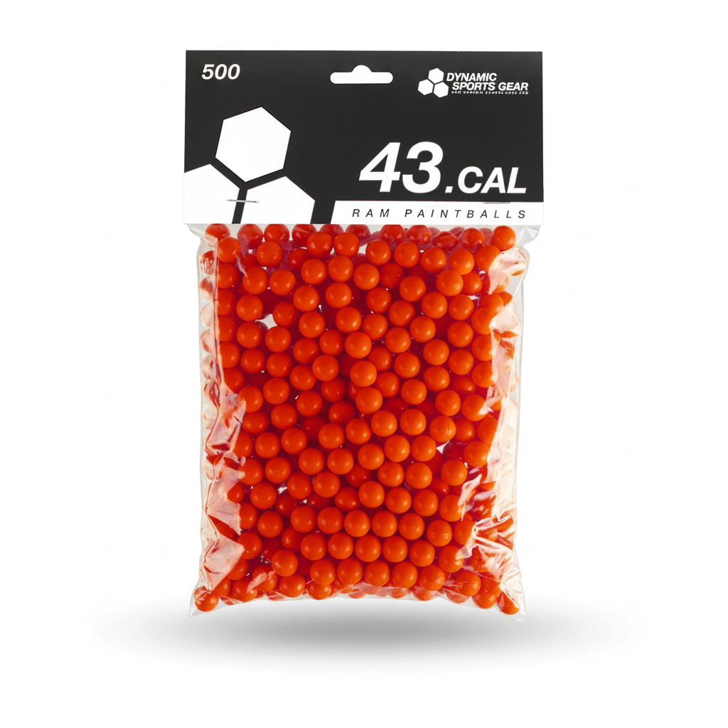 id-paintball DSG RAM Paintballs im Kaliber .43 in Rot, 500 Stück in transparenter Verpackung für Real Action Markierer