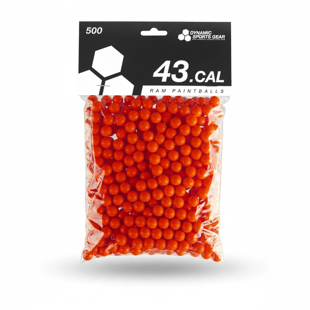 id-paintball DSG RAM Paintballs im Kaliber .43 in Rot, 500 Stück in transparenter Verpackung für Real Action Markierer