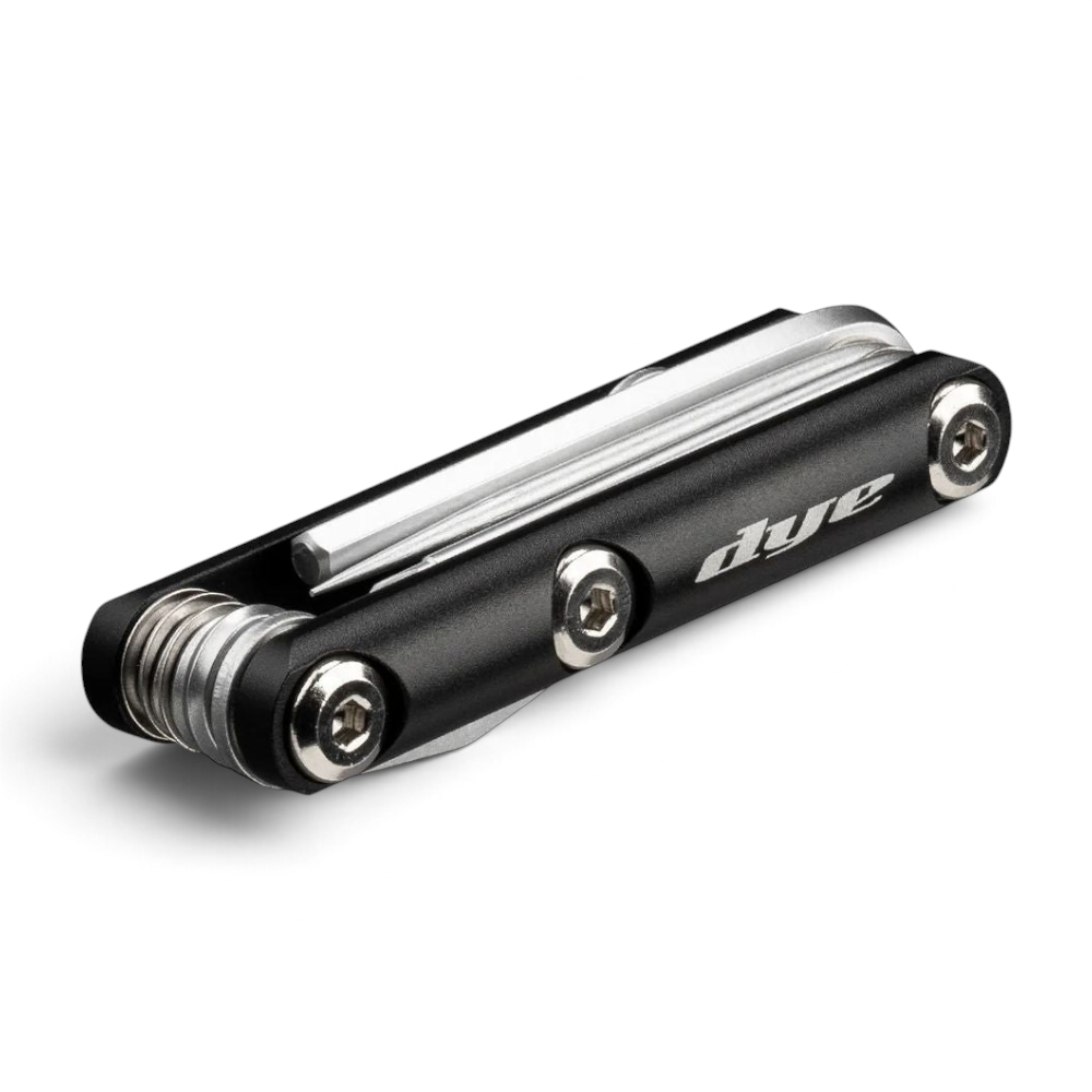 id-paintball DYE Core Multi Tool aus schwarzem Metall mit Inbusschlüsseln, Schraubendrehern und O-Ring Pick