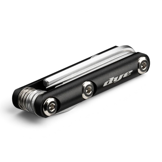 id-paintball DYE Core Multi Tool aus schwarzem Metall mit Inbusschlüsseln, Schraubendrehern und O-Ring Pick