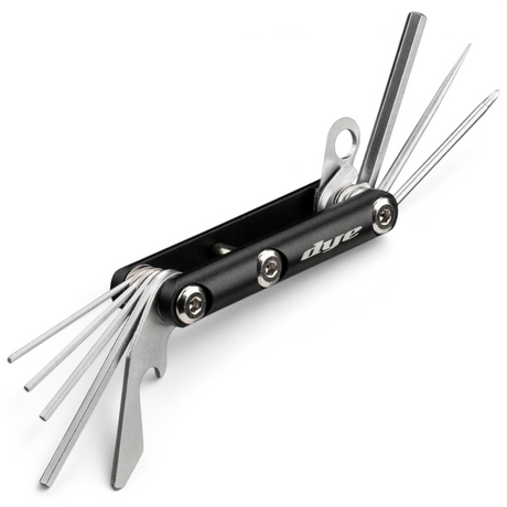 id-paintball DYE Core Multi Tool mit schwarzem Metallgehäuse, Inbusschlüsseln, Schraubendrehern und O-Ring Pick