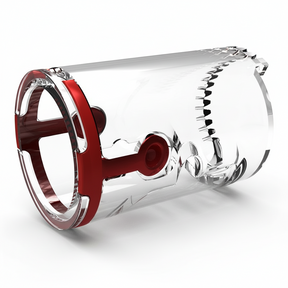 id-paintball DYE DAM Eye Pipe und Detent System aus transparentem Kunststoff mit rotem Einsatz für Paintball-Markierer