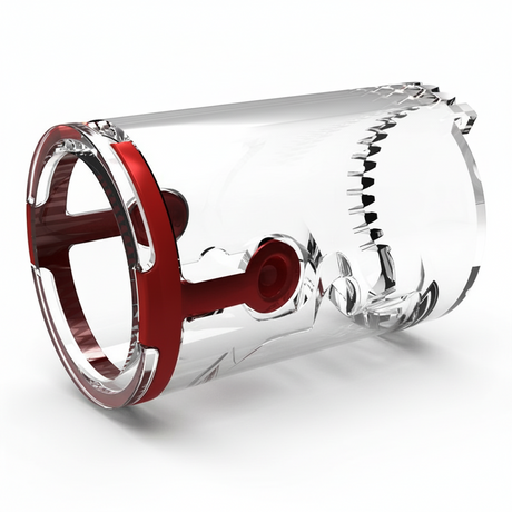 id-paintball DYE DAM Eye Pipe und Detent System aus transparentem Kunststoff mit rotem Einsatz für Paintball-Markierer