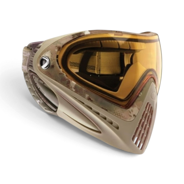 id-paintball Dye i4 Paintballmaske in Camouflage mit bernsteinfarbenem Thermalglas für klare Sicht und Schutz