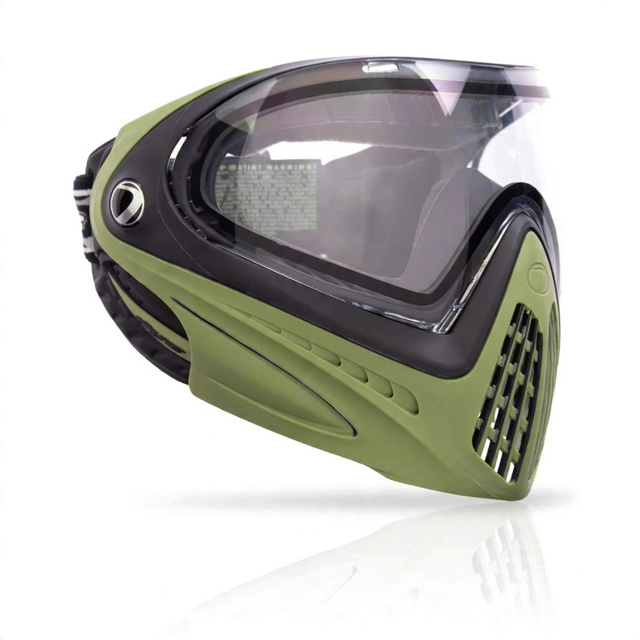 id-paintball DYE i4 Paintball Maske in Olivgrün mit Anti-Fog-Thermalscheibe und ergonomischem, flexiblem Rahmen.
