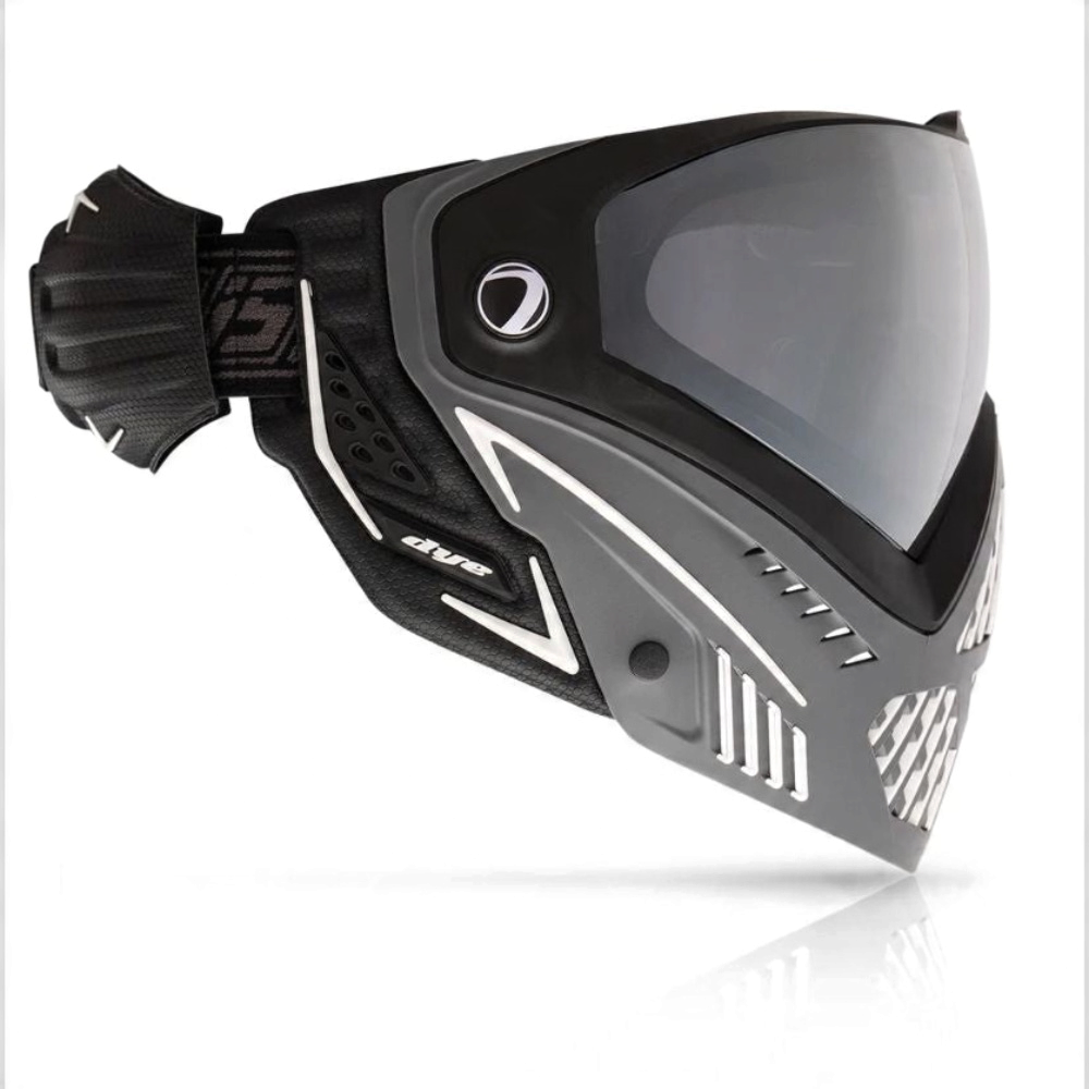 id-paintball DYE i5 Paintball Maske in Grau, Weiß und Schwarz mit Thermalglas und GSR Pro-Strap für optimalen Schutz