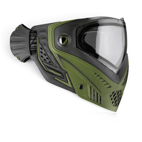 id-paintball DYE i5 Paintball Maske in Tac Oliv mit Thermal-Sichtfeld, Belüftungssystem und verstellbarem Kopfband