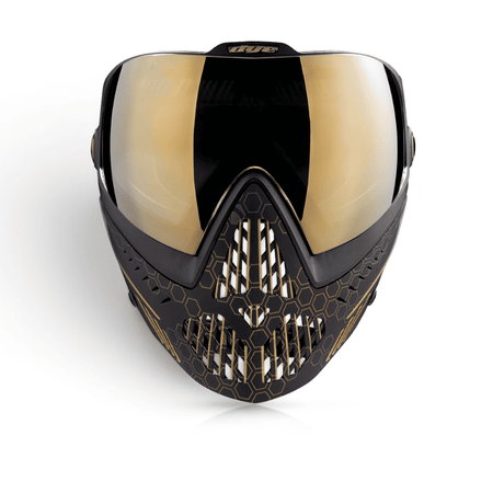 id-paintball DYE i5 Paintball Maske in Schwarz Gold Fade mit Thermal-Linse und Wabenmuster-Design