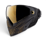 id-paintball DYE i5 Paintball Maske in Schwarz Gold Fade mit Thermalglas und Wabenmuster für optimalen Schutz