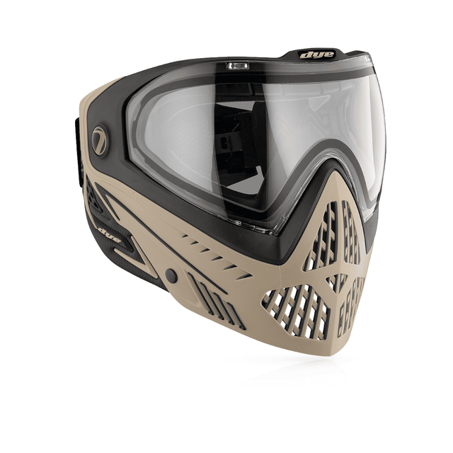 id-paintball DYE i5 Paintball Maske in Tac Tan mit Thermal-Sichtfeld, Belüftungssystem und Kamera-Halterung