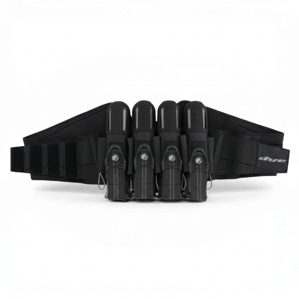 id-paintball Dye Jet Pack 4+5 Battlepack in Schwarz und Grau mit rutschfestem Gurt und elastischen Pod-Halterungen