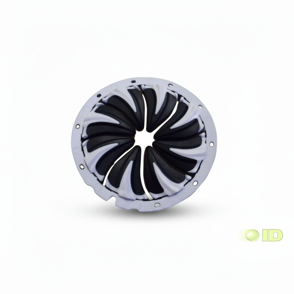 id-paintball Dye Quick Feed 6.0 in Weiß für Rotor Loader mit flexiblen schwarzen Lamellen für schnelles Nachladen