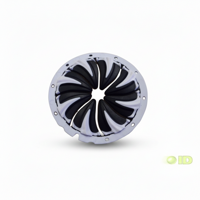id-paintball Dye Quick Feed 6.0 in Weiß für Rotor Loader mit flexiblen schwarzen Lamellen für schnelles Nachladen